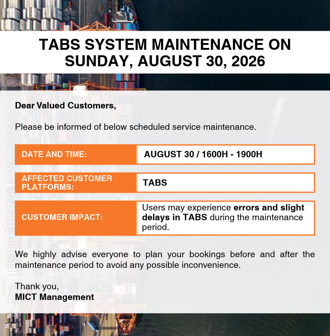 Advisory TABS System Maintenance on Sunday, August 30, 2026